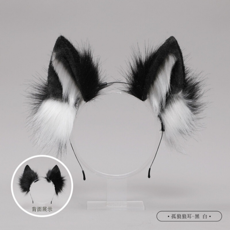 ぬいぐるみ獣耳アクセサリーセット猫耳ヘアバンド猫耳オオカミ耳帽子オオカミテールオオカミフレンズ|undefined