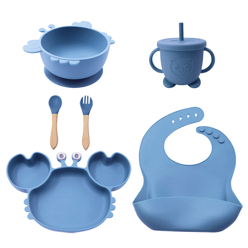 Traje de vajilla para niños resistente a las caídas de silicona Bebé recién nacido Bebé Suministros de bebé de silicona de fábrica plato de cena de la madre y el niño necesidades diarias