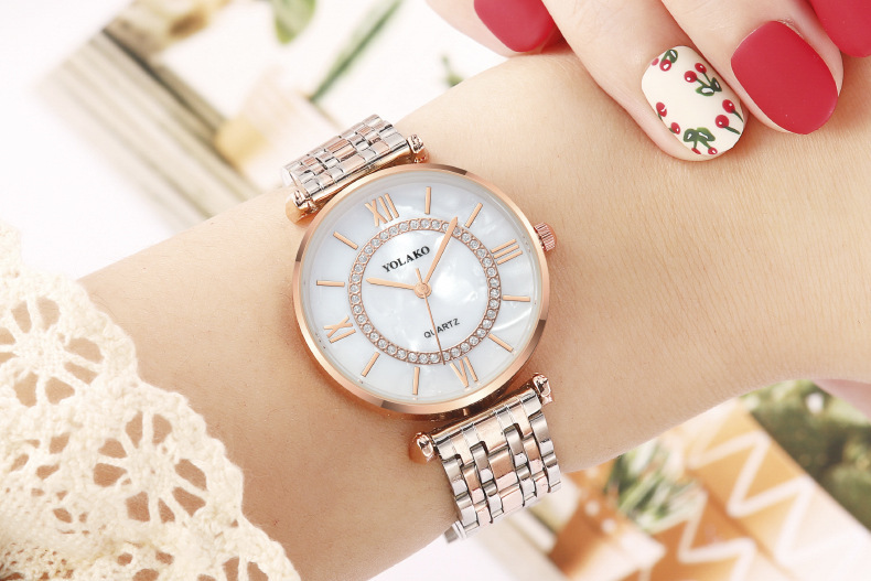 Montre à quartz pour femme Sky Star pour bébé, montre à grande roue tendance la plus vendue, montre pour femme avec bracelet en acier_voghion.com