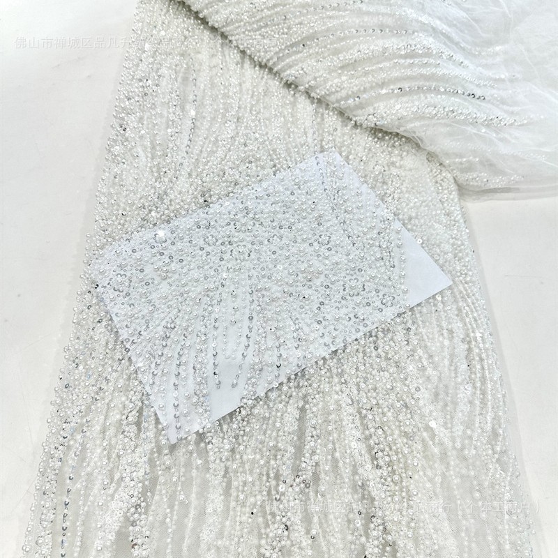 Comercio exterior transfronterizo spot tela de bordado con cuentas de espuma tela de bordado con tubo de cuentas vestido de novia de alta calidad tela de vestido de noche image 6