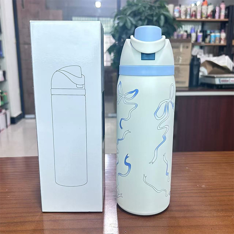 Taza termo Owala transfronteriza, taza de agua de acero inoxidable 304, taza portátil con asa, taza de doble uso, taza con pajita, gran capacidad