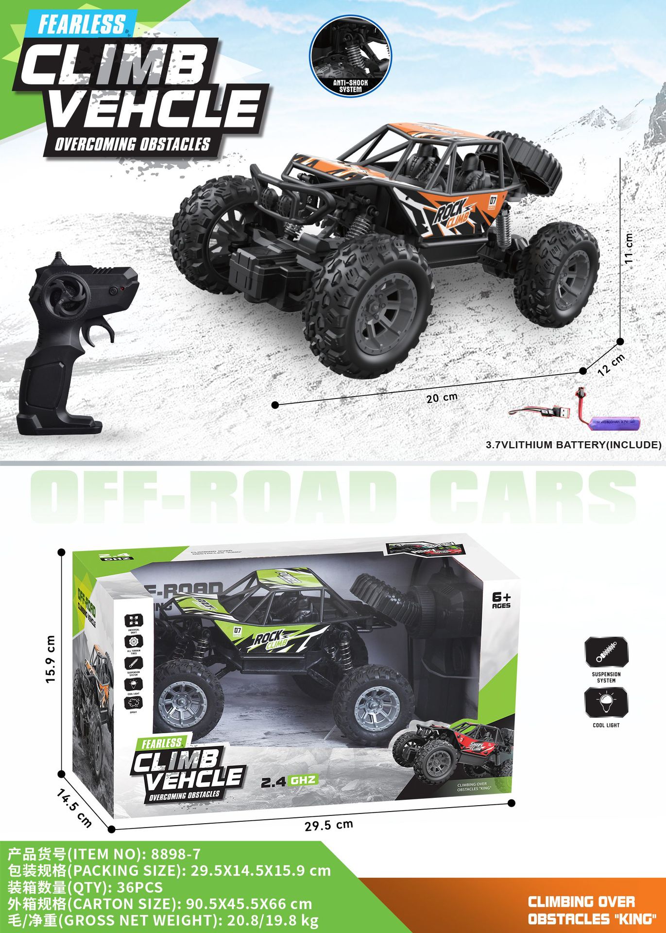 Nuevo control remoto super grande seis ruedas de aleación escalada todoterreno Bigfoot coche de control remoto para niños coche de juguetes cool