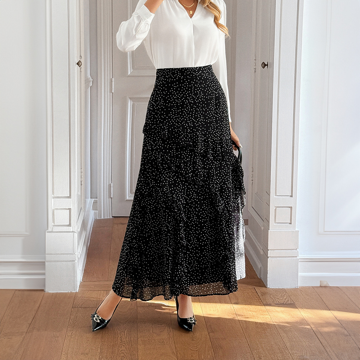 Women's Clothing Elegant Lace Trimmed Bodycon Maxi Skirt For Women Half-Length Autumn/Winter Fashion_ecoleips.com