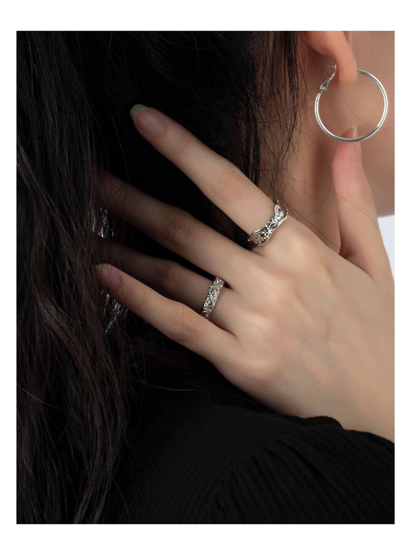 INS Style Geometric Copper Plating Rings 1 Piece