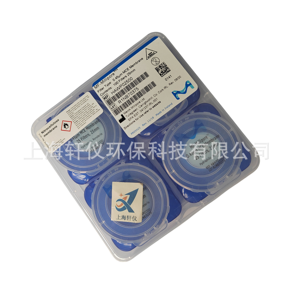 HAWP02500美国Millipore混合纤维素酯0.45um,25mm原装SDI测试滤膜