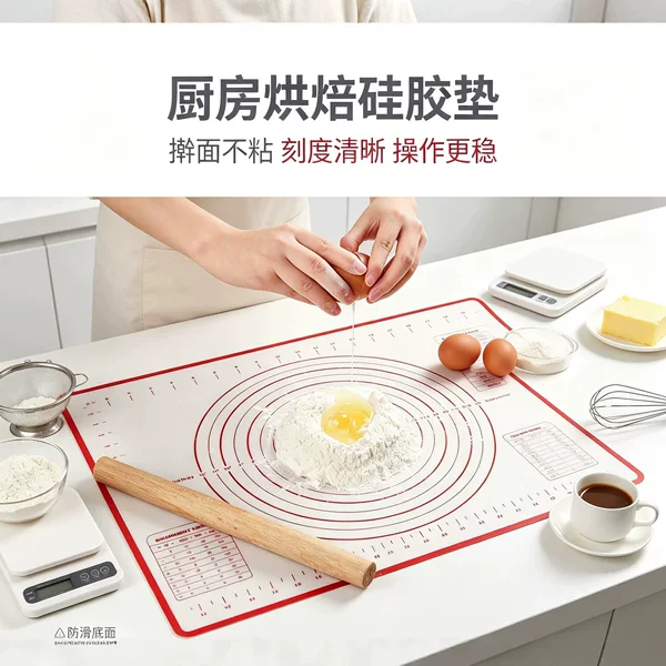 Food-grade silicone baking mat, non-stick silicone mat for kneading dough, suitable for home kitchens and baking