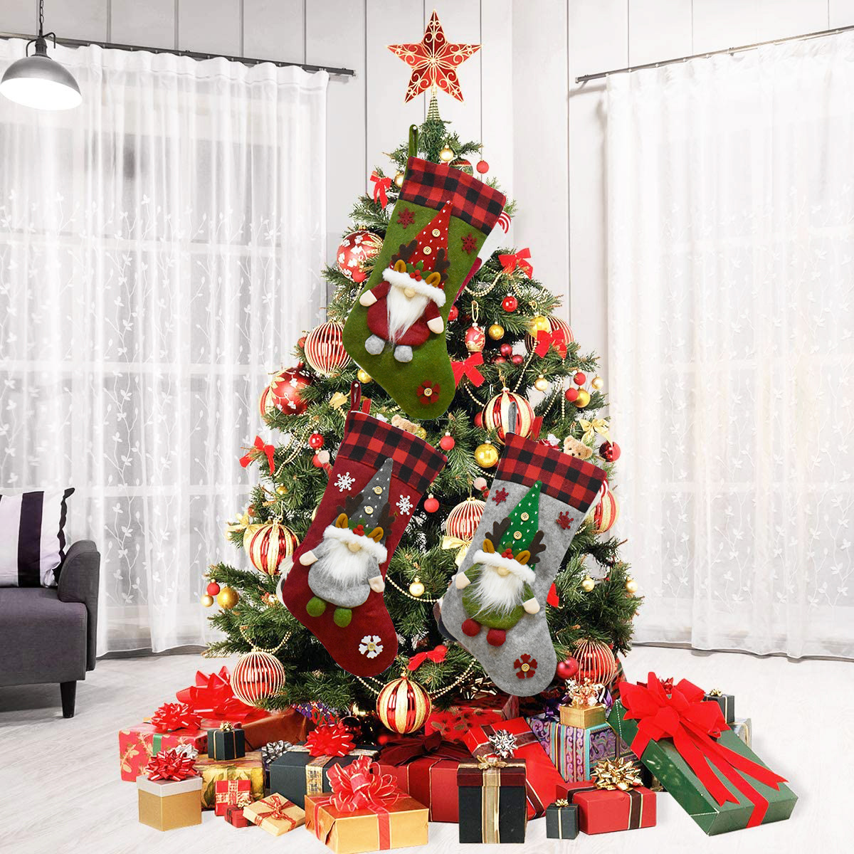 Meia de natal decoração pendente pai natal sem rosto_voghion.com