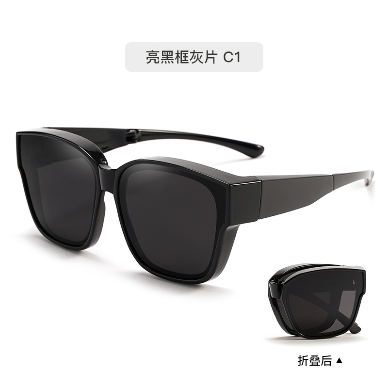 折りたたみサングラスセットは、近視の紫外線防止偏光メンズとレディースのラージスクエアフレームTRユニバーサル日焼け止めサングラスをセットできます。