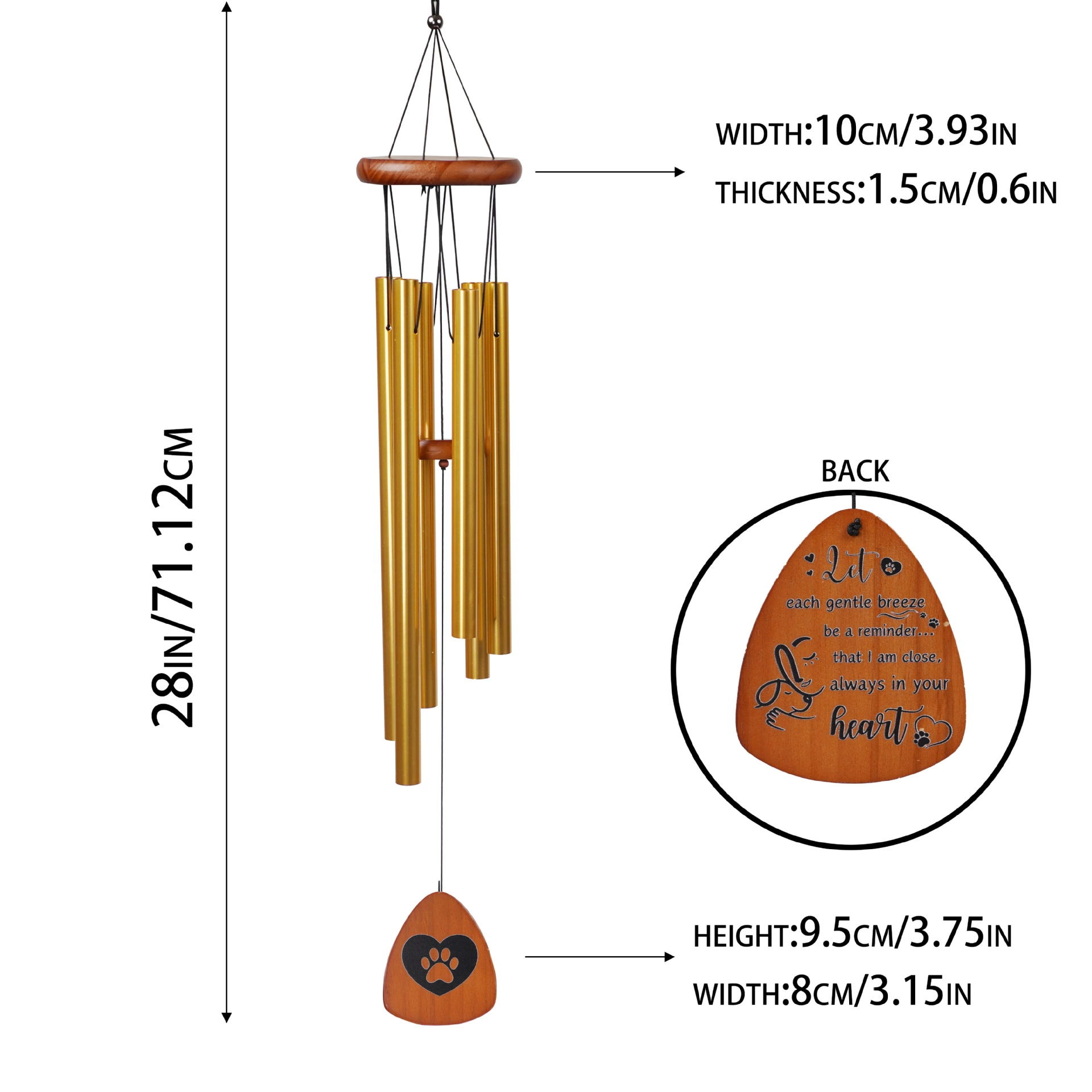 Ветряная колокольная установка «Собачья лапа», 28 дюймов, 6 трубок, подвесное украшение для дома и балкона, небольшой подарок, сувенирный колокольчик для трансграничной торговли на Amazon, памятный подарок