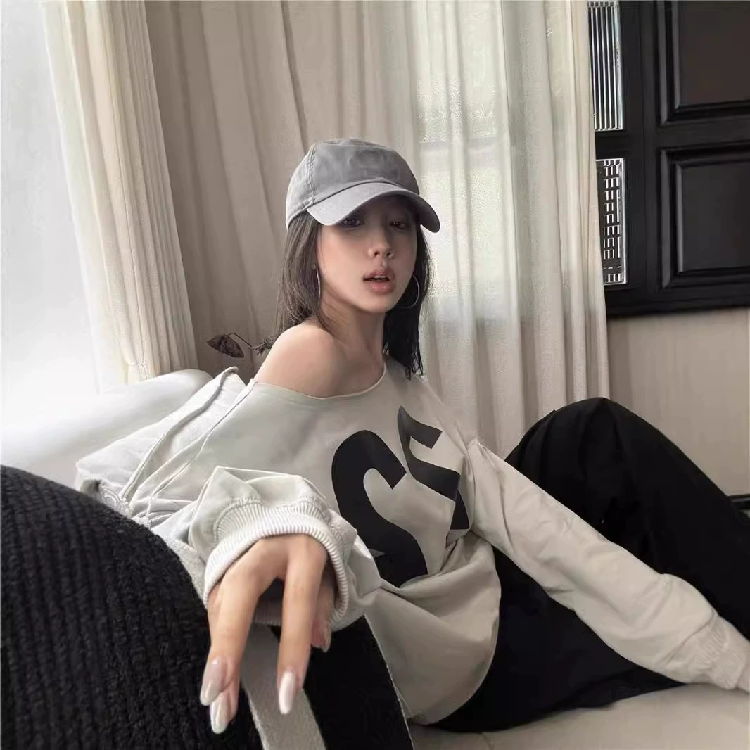 Осенний дизайн длинный рукав для отдыха, американский стиль, oversize