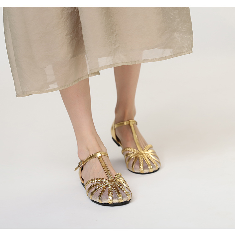 Damen Sandalen Mit Riemchen Aus Geflochtenem Mesh Für Den Sommer_voghion.com