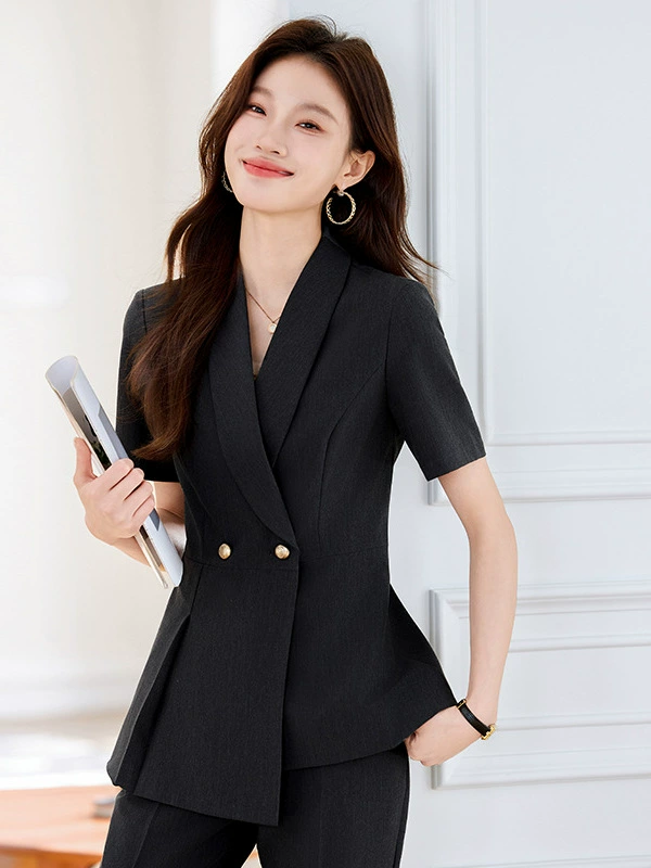 Fashionable classic suit jacket, set, with short sleeve