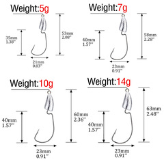 Bullet Lead Curved Shank Hook Lead Head Hook 5-Pack Lead Head Lure with Barbed High Carbon Steel Fishing Hook Casting Fishing Hook