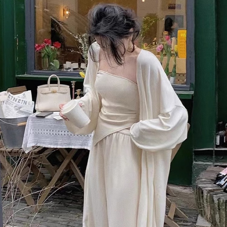 Spring and Autumn Thin Ice Silk Knitted Cardigan for Women, Mid-Length Loose Outerwear Shawl, Sun Protection Cover-Up, Air Conditioning Shirt, Jacket, Top Spring and Autumn Thin Ice Silk Knitted Cardigan for Women, Mid-Length Loose Outerwear Shawl, Sun Protection Cover-Up, Air Conditioning Shirt, Jacket, Top