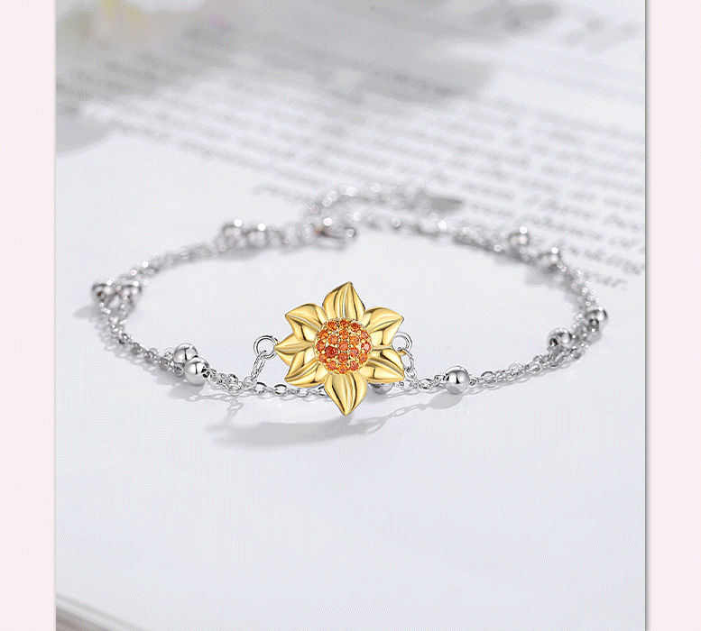 5g Weight Jewelry Set Classification 1 Piece Quantity Sweet Simple Style Sunflower 925 Sterling Silver Plating Women's Jewelry Set