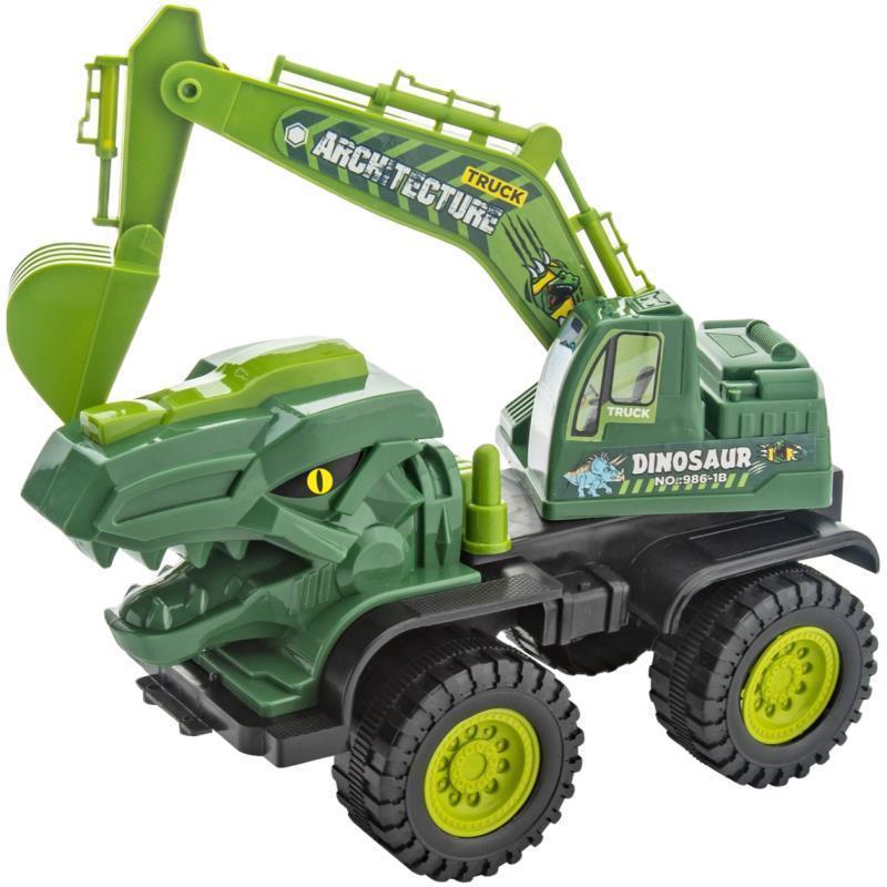 [Dinosaur excavator] oversized 37cm children's green engineering car toy overlord triceratops