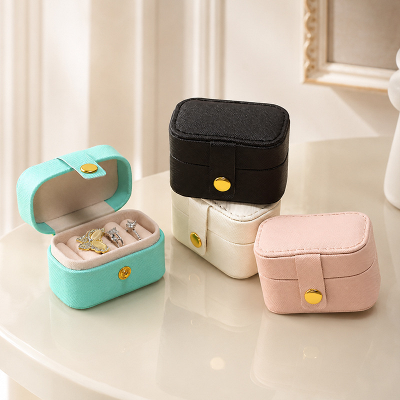 Estuche para anillos, mini caja pequeña, caja de almacenamiento de joyas, estuche portátil pequeño para viajes, caja para pendientes, joyero