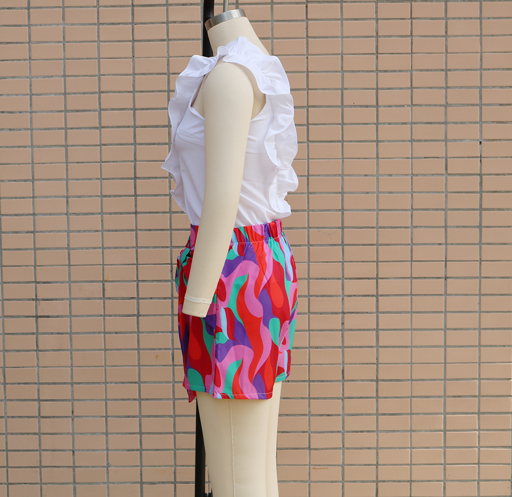 245g Weight Knee Length Pants Length Polyester Fabric Type High Waist Waist Line Straight Pants Pants Type Micro-Elastic Elasticity Daily Occasion Slim Fit Type Color Block Pattern Summer Season Women's Gender Printing Design Vacation Style Women's Daily Vacation Color Block Knee Length Printing Straight Pants 10