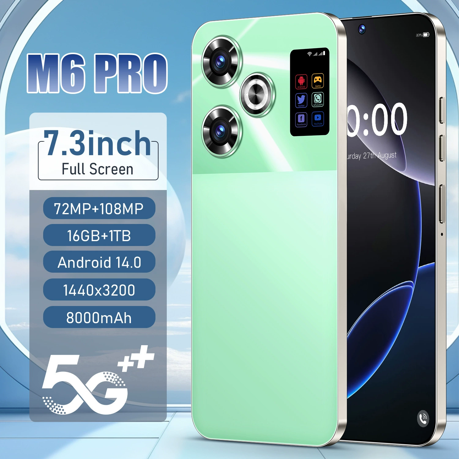 Умные часы, мобильный телефон, ( торговля), Android, 7.3 дюйма, широкий экран