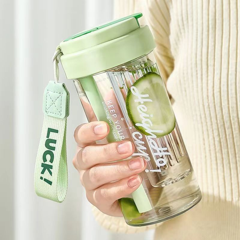 Scented Tea Plastic Cup Student Portable Water Cup High-Looking Internet Celebrity Straw Cup High Temperature Resistant Tea Water Separation Cup