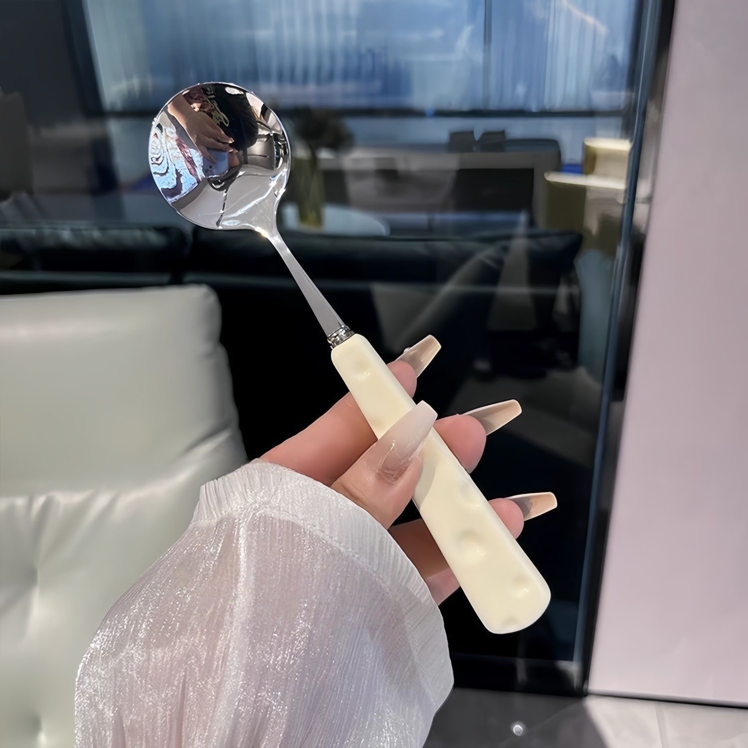 Ins Cheese Leuke, hoogwaardige roestvrijstalen mes-, vork- en lepelset voor huishoudelijk gebruik, luxe westers servies_voghion.com