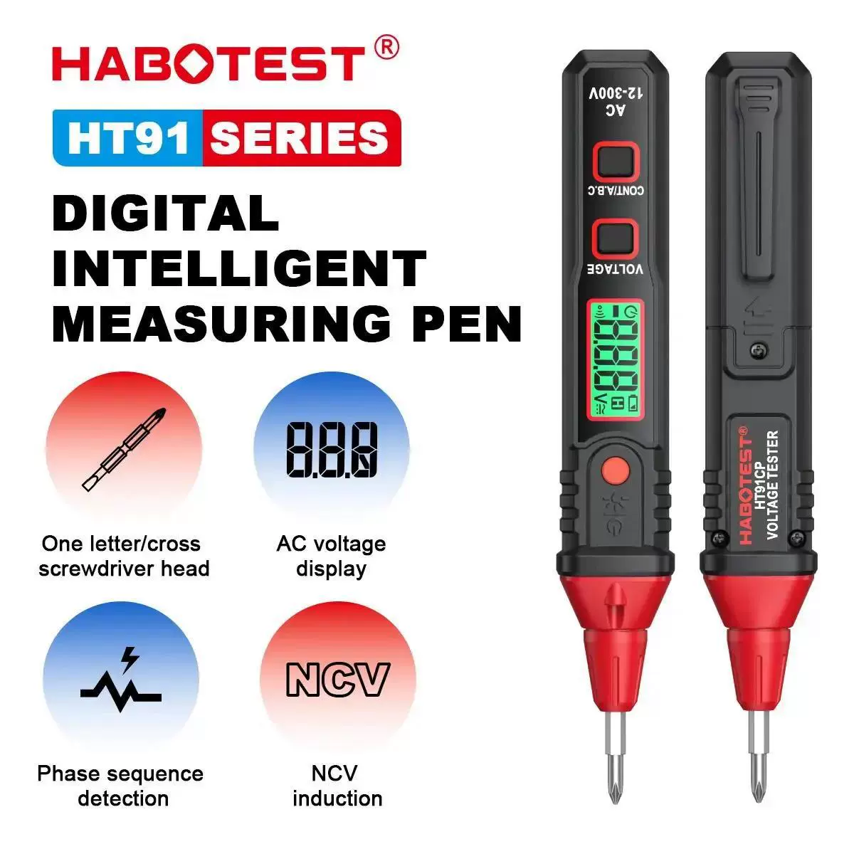HABOTEST Huabo HT91CP/DP цифровой дисплей тестовая ручка напряжение переменного тока нулевой провод непрерывности провода фонарик