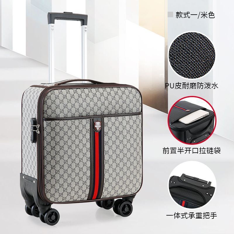 Carry-On Suitcase, Small Leather Suitcase, Travel Trolley Case, Unisex, with Universal Wheels, Small Size for Business Trips, 18inch Suitcase, Horizontal Version, Durable