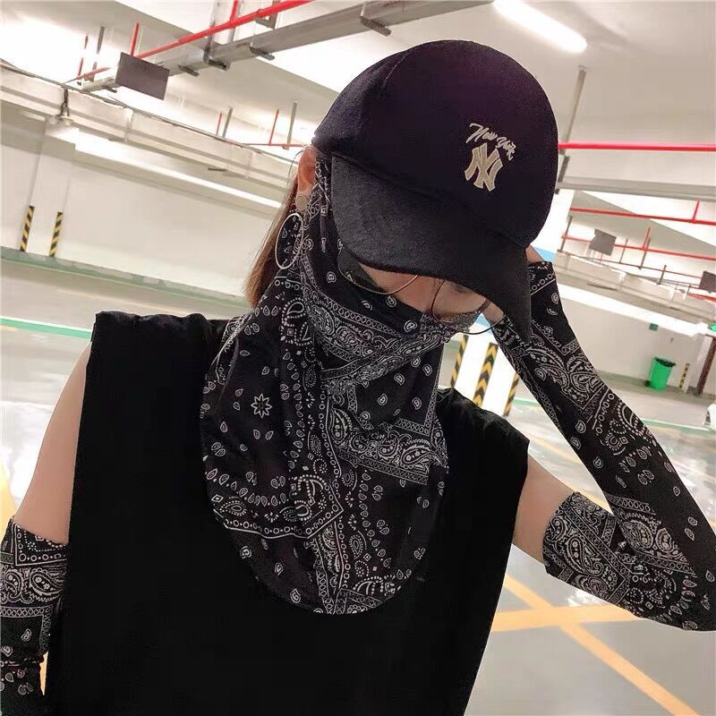 Sun mask women's full face neck ear mask riding face towel men's summer trendy thin UV face mask