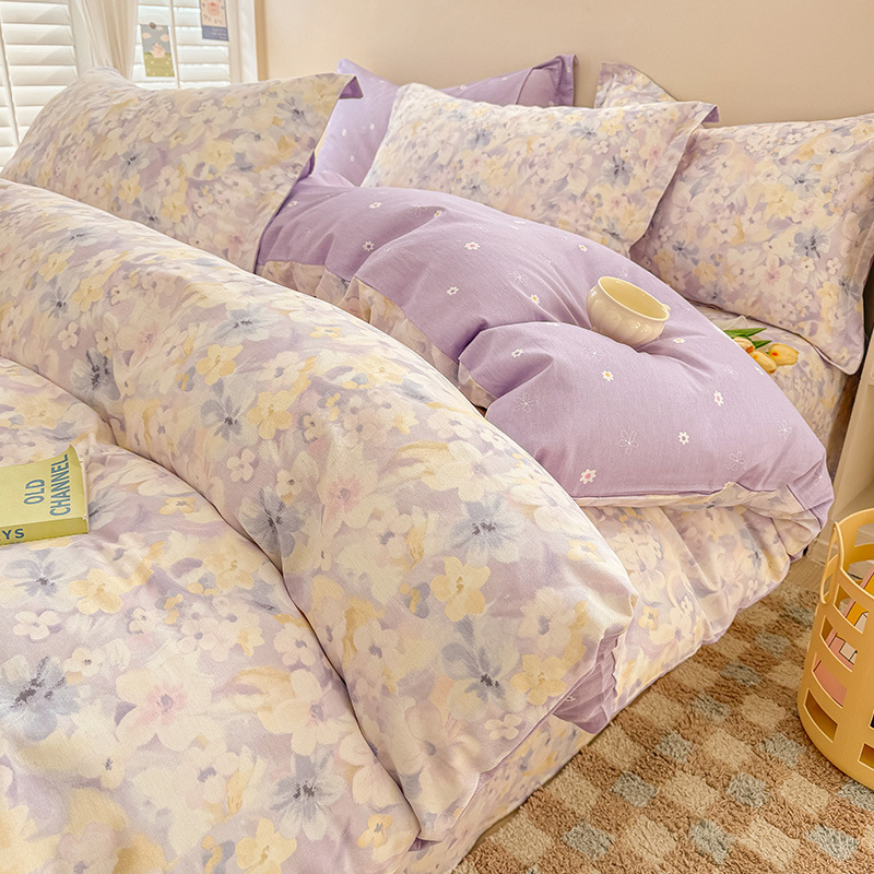 Cama de algodón de cuatro piezas, algodón puro 2025, nueva sábanas domésticas, cama de cama de dormitorio de cuatro estaciones, tres