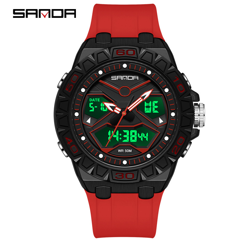 Sanda reloj juvenil reloj multifuncional moda coreana al aire libre deportivo impermeable reloj electrónico de hombre venta directa mayorista