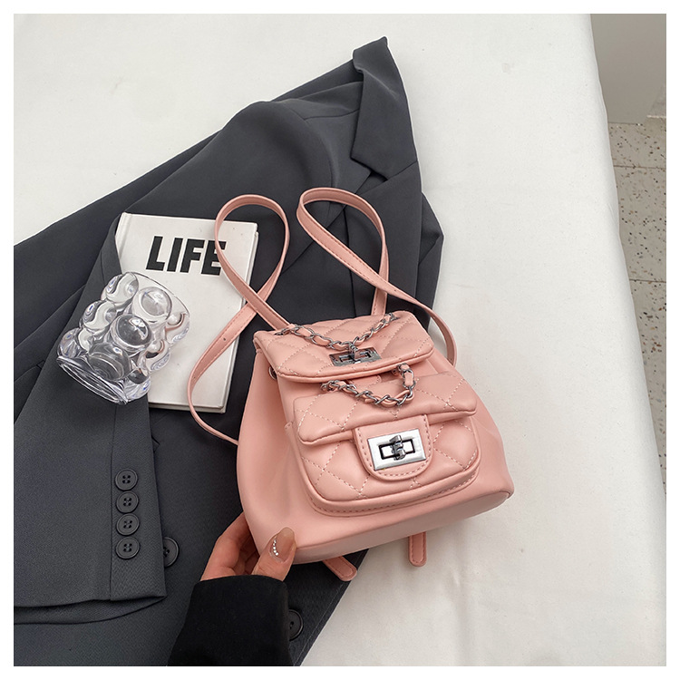 Women's Quilted Chain Mini Backpack Versatile Small Bag_voghion.com