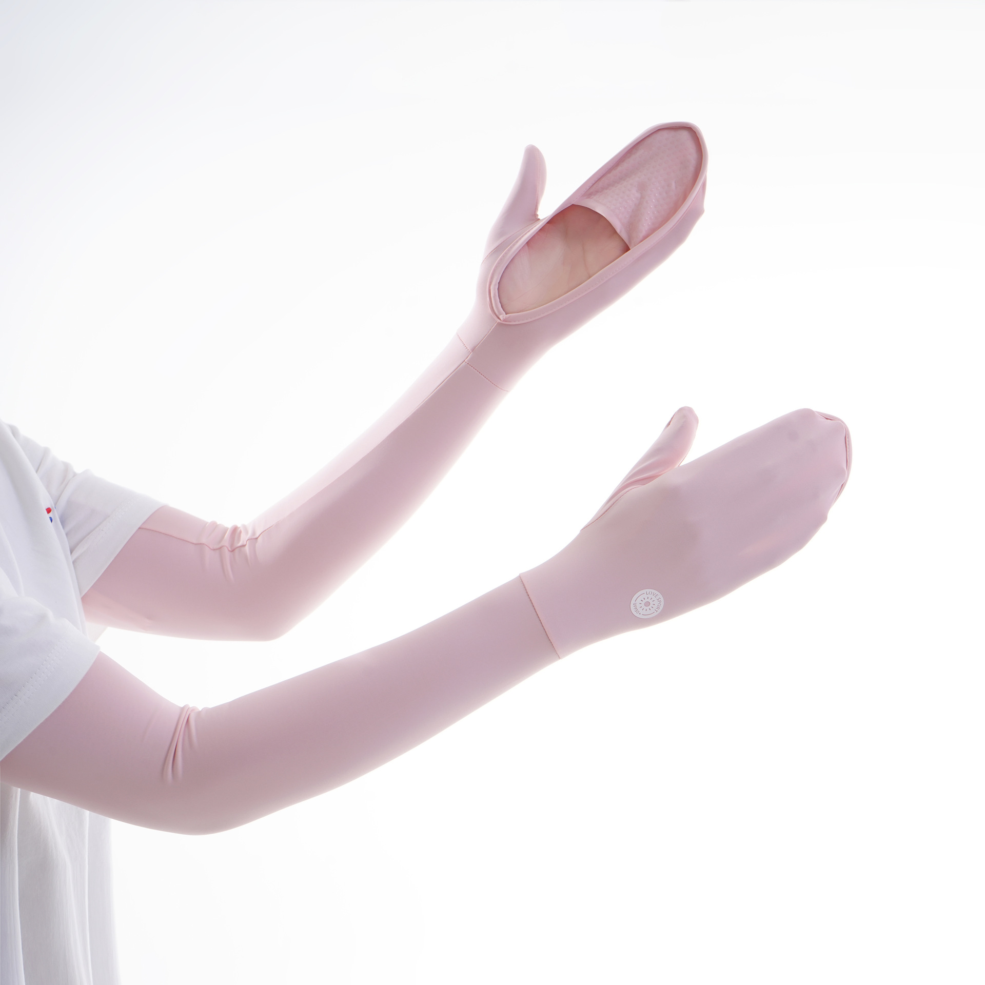 Protector solar mangas de hielo largas para mujer, seda de hielo de verano, protección UV, protección solar, protección solar, conducción, protector de manos, mangas de palma expuestas