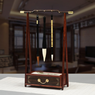 New Chinese-style Redwood Brush Rack Pen Hanging Solid Wood Creative Brush Rack Pen Hanging Pen Hanging Ornaments Writing Room Calligraphy Supplies