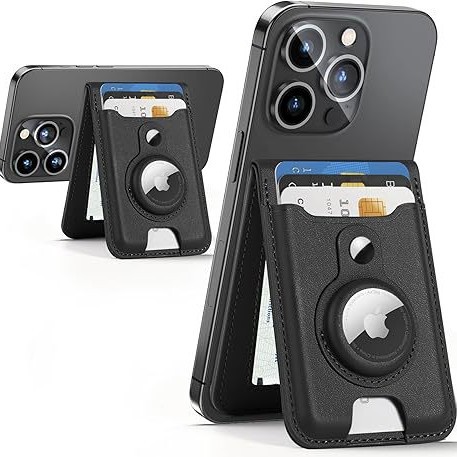 Cartera de dinero MagSafe magnética de múltiples posiciones de tarjetas Paquete de tarjetas RFID con cepillo antirrobo tres en uno Cartera de seguimiento AirTag ultrafina