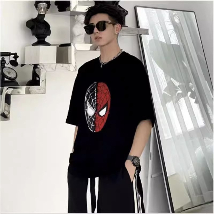 Padres e hijos con lentejuelas que cambian de color para niños verano nueva entrega de una sola pieza de Camiseta de algodón de dibujos animados que cambia la cara