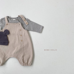 兒童早春裝韓版童裝嬰兒套裝寶寶條紋T恤背帶褲兩件套嬰童春秋款