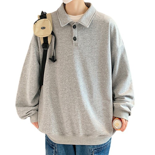 Casual Men's Spring and Autumn Season Thin Trendy Collar Long-Sleeve Base Shirt Hong Kong Style Loose Large Size Outerwear
