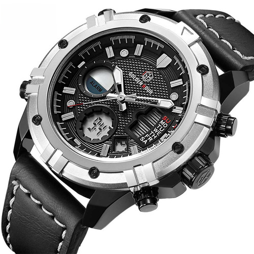 Multi-functional Waterproof Casual Fashion Electronic Watch for Men Sports Watch Student Genuine Leather Watch