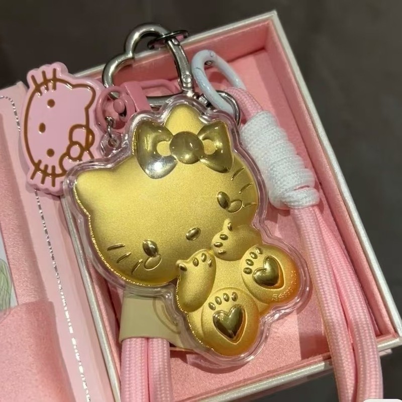 水貝同型金メッキKT猫ペンダント携帯電話ケースアクセサリーペンダントハローキティ携帯電話飾りキーホルダー|undefined