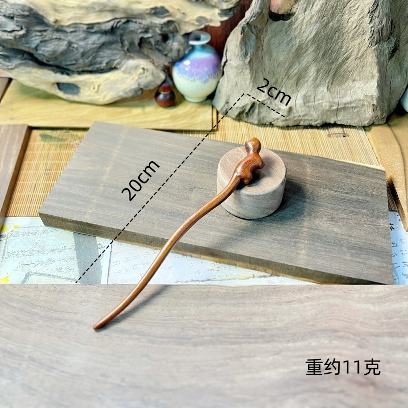 新中式金丝檀发簪木制品雕刻簪子汉服头饰古风挽发木簪高级盘发钗|undefined