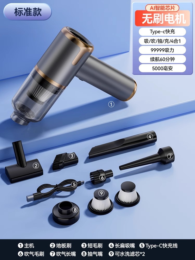 건메탈 컬러 표준 버전 [독일 브러시리스 모터] + 무료 필터 요소 2개 + 흡입/불기/펌핑/충전/4-in-1