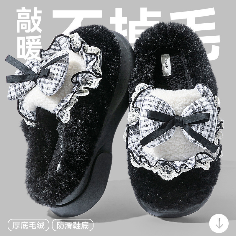 棉拖鞋女款秋冬季外穿2025新款网红厚底防滑保暖加绒毛毛拖鞋女士|undefined