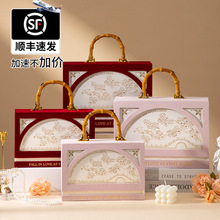 新款伴手礼批发结婚回礼镂空手提空盒喜糖盒生日宴礼品包装盒红色