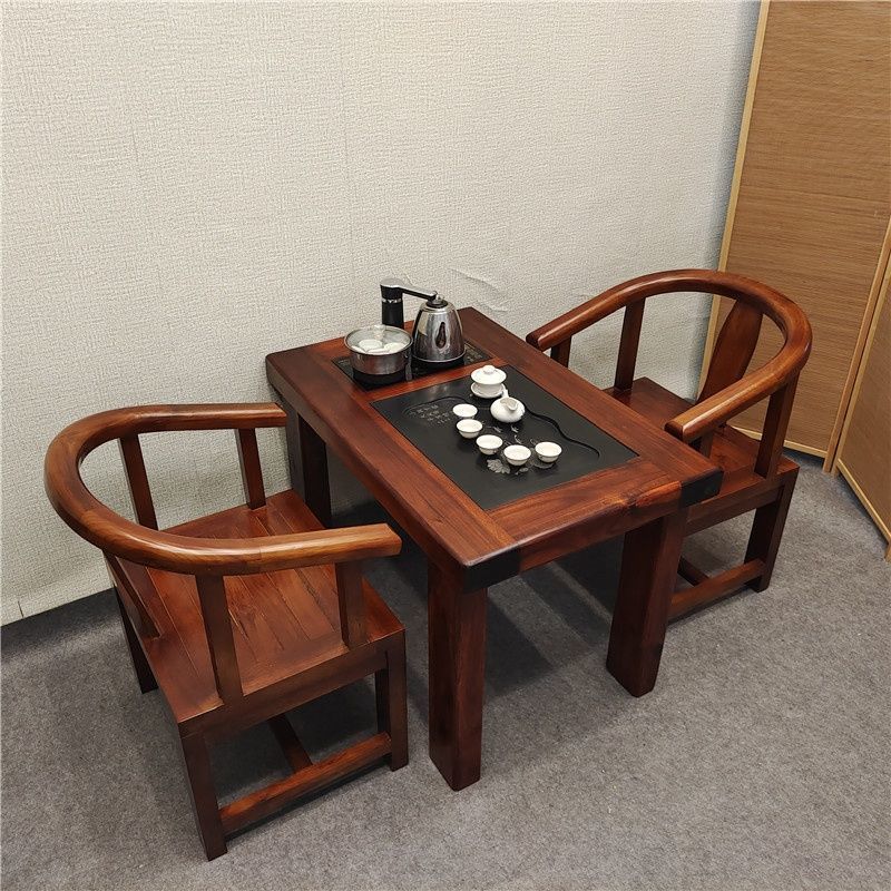 Mesa de té de madera de barco antiguo conjunto de té mesa de té silla combinación de balcón pequeño tipo de mesa de té sala de estar simple mesa de té de madera sólida