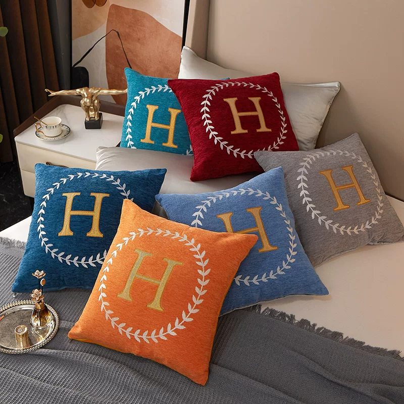 Nantong home textile manufacturer chenille large pillow furniture car gift pillow bedside sofa H-shaped