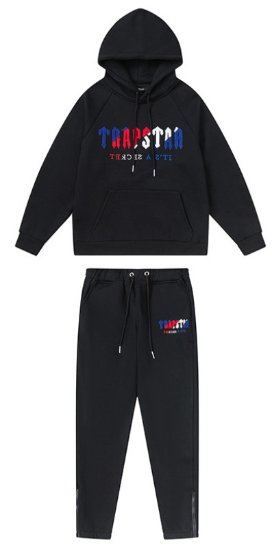 Trapstar Rainbow degradado carta cabeza de tigre bordado con capucha suéter pantalones largos deportes casual traje forrado de lana