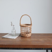 手提花蓝鲜花插花花艺藤编编织柳编婚礼花童水果野餐篮子纯手工