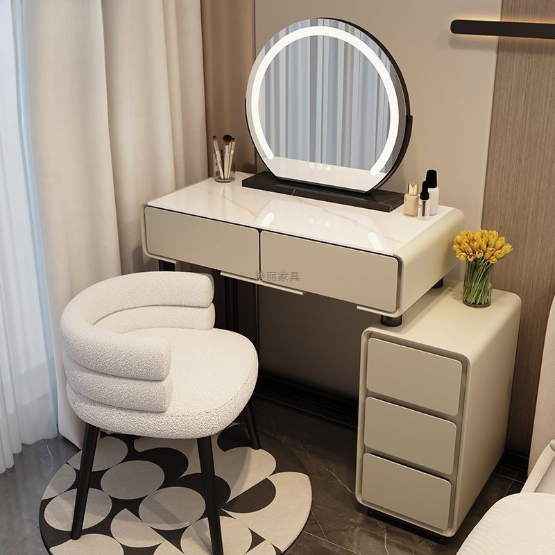 Bright Atmosphere Light Cabinet Integrated Cream Slate High-End Small Apartment Dressing Table Bedroom Dressing Table Simple Modern Collection
