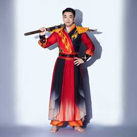 男士打鼓舞蹈服新款高端帅气开场舞演出服气质国风舞台将军演出服