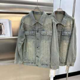 韩系春装新款铆钉牛仔外套女春美式潮流复古水洗重磅夹克牛仔外套